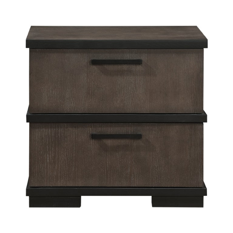 English Elm Night Stand Dresser Mirror and Chest Five Piece Oak Veneer Industrial Bedroom Suite B011S06817