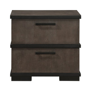 English Elm Queen Bed and Nightstand Set Oak Veneer Industrial Style with LED Headboard B011S06821