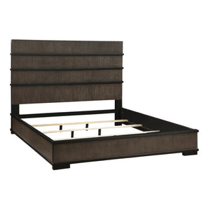 English Elm Queen Bedroom Set Oak Veneer Industrial Frame with LED Headboard and Two Nightstands B011S06822