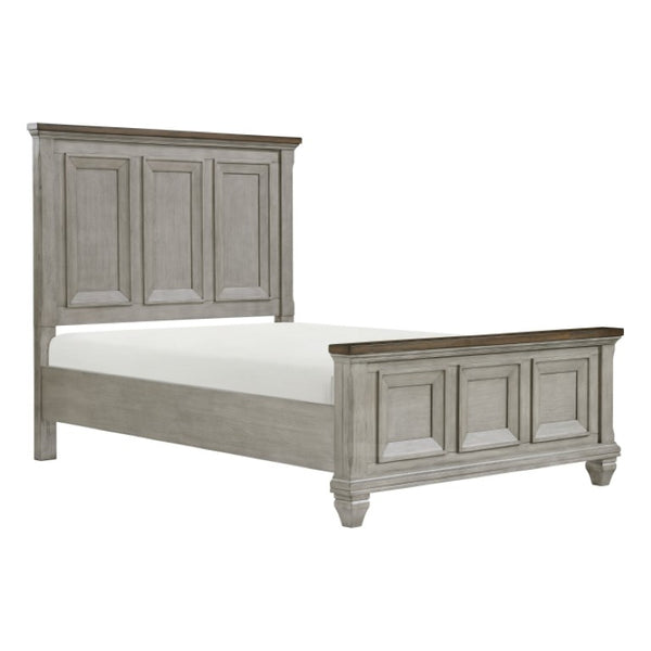 English Elm California King Acacia Wood Panel Bed Set with Nightstands in Rustic Farmhouse Style B011S06830