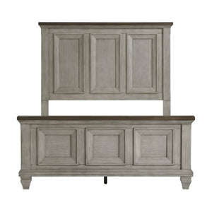 English Elm Queen Bed Nightstand and Chest Set Rustic Acacia Wood with Two-Tone Antique Finish B011S06834