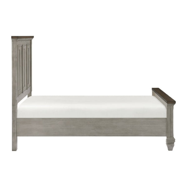 English Elm Queen Bed Nightstand and Chest Set Rustic Acacia Wood with Two-Tone Antique Finish B011S06834