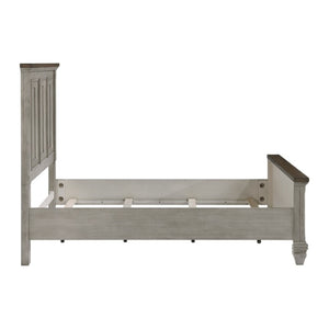 English Elm Queen Bed Nightstand and Chest Set Rustic Acacia Wood with Two-Tone Antique Finish B011S06834
