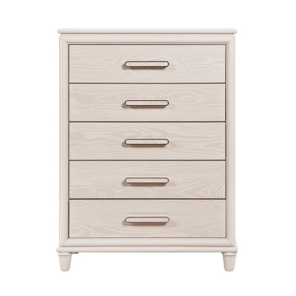 English Elm California King Bedroom Set with Chenille Headboard LED Lighting and USB Charging B011S06842