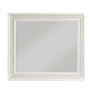 English Elm Night Stand Dresser Mirror and Chest 5 Piece Set Pearl White Classical Carved Bedroom B011S06847