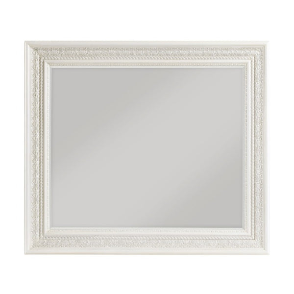 English Elm Night Stand Dresser Mirror and Chest 5 Piece Set Pearl White Classical Carved Bedroom B011S06847