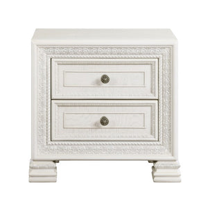 English Elm California King Mansion Bedroom Set with Carved Detailing and Tufted Headboard B011S06852