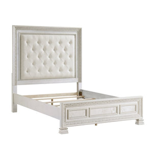 English Elm California King Mansion Bedroom Set with Carved Detailing and Tufted Headboard B011S06852