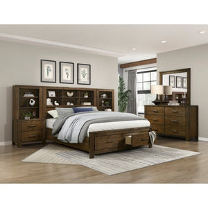 English Elm California King Mansion Bed Set Tufted Headboard Pearl White Ornate Carved Frame B011S06863