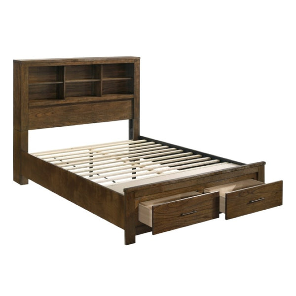 English Elm California King Mansion Bed Set Tufted Headboard Pearl White Ornate Carved Frame B011S06863