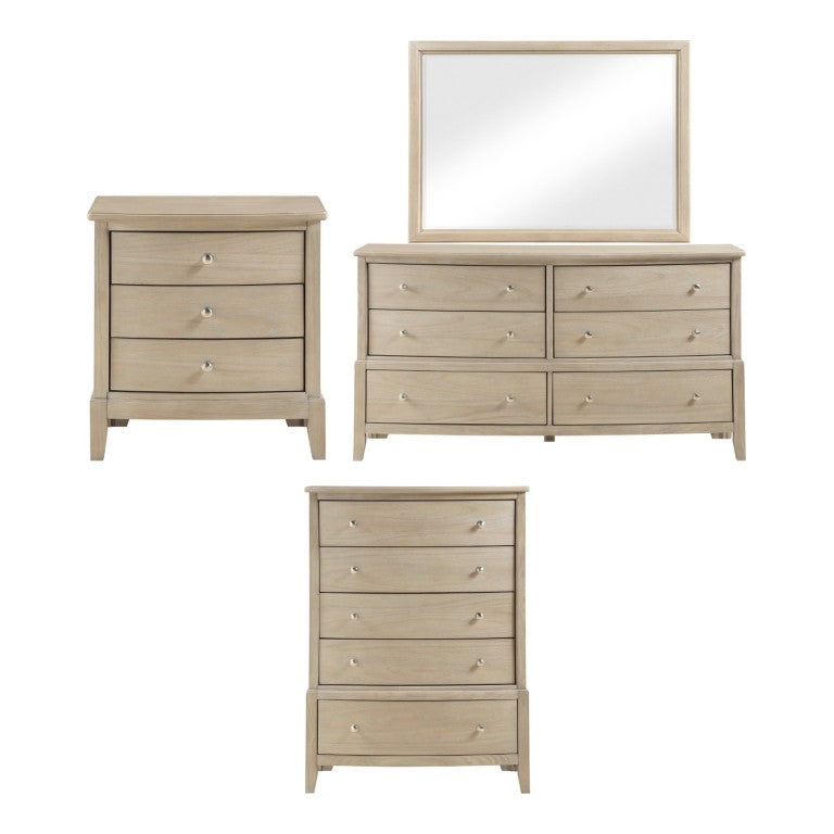 English Elm Night Stand Dresser Mirror and Chest Farmhouse Bedroom Set with Dovetail Wood Drawers B011S06940