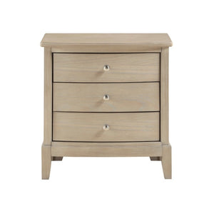 English Elm Full Bed and Nightstand Set Tufted Faux Leather Headboard with Beige Wood Frame B011S06950