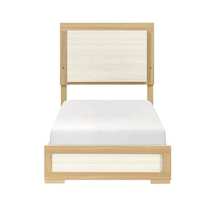 English Elm Twin Bedroom Set with LED Headboard Melamine Frame and Two Nightstands in Modern Finish B011S06978