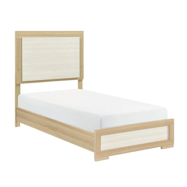 English Elm Twin Bedroom Set with LED Headboard Melamine Frame and Two Nightstands in Modern Finish B011S06978