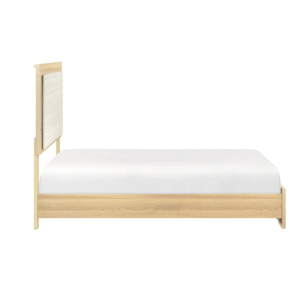 English Elm Twin Bedroom Set with LED Headboard Melamine Frame and Two Nightstands in Modern Finish B011S06978