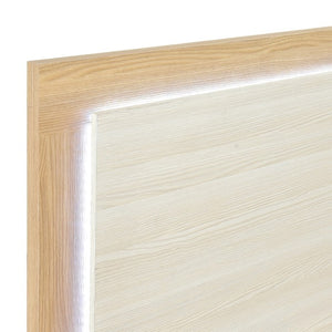 English Elm Twin Bedroom Set 3 Piece Natural White Melamine Wood with LED Headboard Storage B011S06979