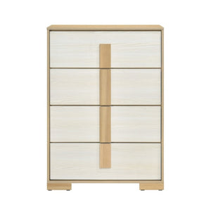 English Elm Twin Bedroom Set 3 Piece Natural White Melamine Wood with LED Headboard Storage B011S06979