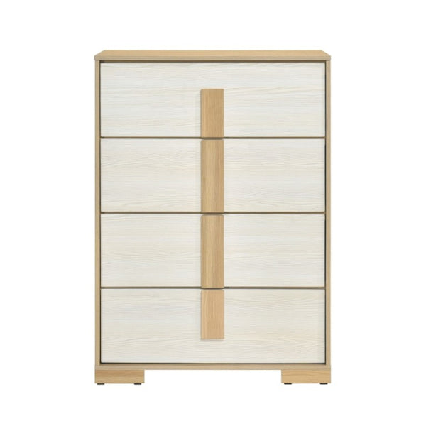 English Elm Twin Bedroom Set 3 Piece Natural White Melamine Wood with LED Headboard Storage B011S06979