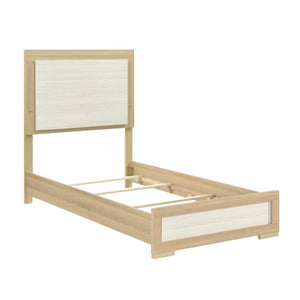 English Elm Twin Bedroom Set 3 Piece Natural White Melamine Wood with LED Headboard Storage B011S06979