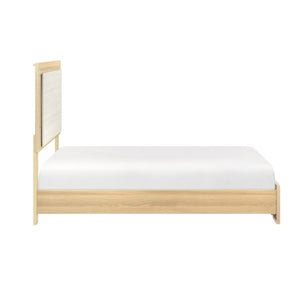 English Elm Twin Bedroom Set 3 Piece Natural White Melamine Wood with LED Headboard Storage B011S06979