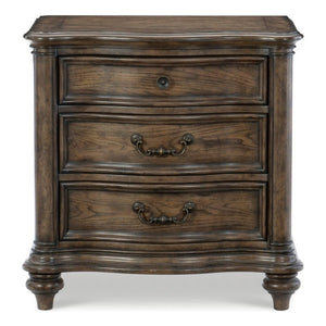 English Elm Eastern King Bed Set Traditional Brown Oak Veneer Tufted Headboard with Nightstand B011S06993