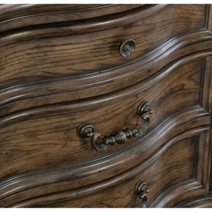 English Elm Queen Bedroom Set Traditional Button Tufted Upholstered Bed with Oak Veneer Storage B011S07001