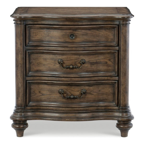 English Elm Queen Bedroom Set Traditional Button Tufted Upholstered Bed with Oak Veneer Storage B011S07001