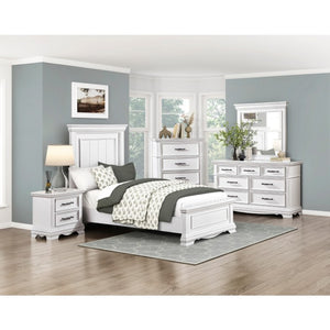 English Elm Night Stand Dresser Mirror and Chest Set White Solid Wood Bedroom Suite B011S07002