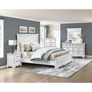English Elm Night Stand Dresser Mirror and Chest Set White Solid Wood Bedroom Suite B011S07002