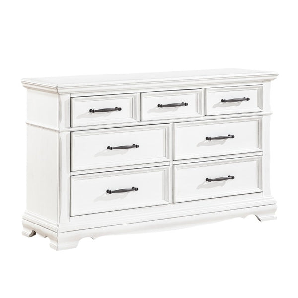 English Elm Night Stand Dresser Mirror and Chest Set White Solid Wood Bedroom Suite B011S07002