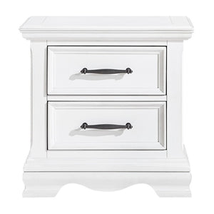 English Elm Night Stand Dresser Mirror and Chest Set White Solid Wood Bedroom Suite B011S07002