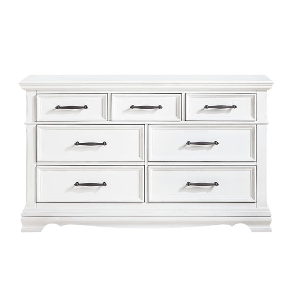 English Elm Night Stand Dresser Mirror and Chest Set White Solid Wood Bedroom Suite B011S07002