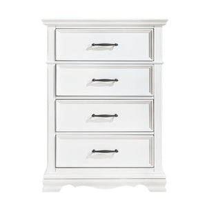 English Elm Night Stand Dresser Mirror and Chest Set White Solid Wood Bedroom Suite B011S07002