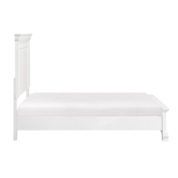 English Elm Full Panel Bed and Nightstand Set Solid Wood White Finish Traditional Bedroom B011S07014