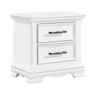 English Elm Twin Panel Bed and Nightstand Set Traditional Sleigh Style White Wood Bedroom B011S07016