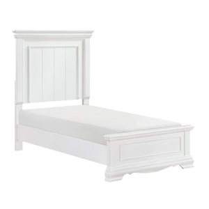 English Elm Twin Panel Bed and Nightstand Set Traditional Sleigh Style White Wood Bedroom B011S07016