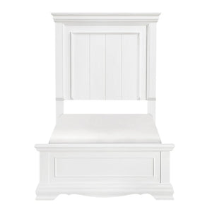 English Elm Twin Sleigh Bed and Nightstand Set White Wood Bedroom Furniture with Paneled Headboard B011S07017