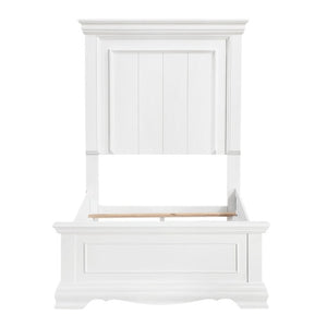 English Elm Twin Sleigh Bed and Nightstand Set White Wood Bedroom Furniture with Paneled Headboard B011S07017
