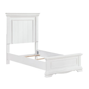 English Elm Twin Sleigh Bed and Nightstand Set White Wood Bedroom Furniture with Paneled Headboard B011S07017