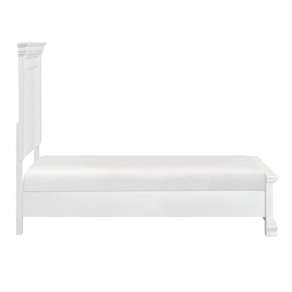 English Elm Twin Sleigh Bed and Nightstand Set White Wood Bedroom Furniture with Paneled Headboard B011S07017