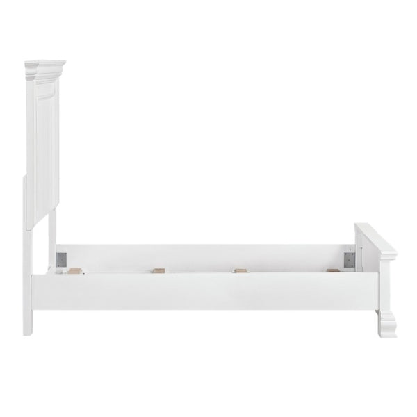 English Elm Twin Sleigh Bed and Nightstand Set White Wood Bedroom Furniture with Paneled Headboard B011S07017