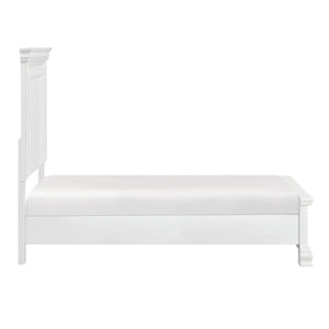 English Elm Twin Sleigh Bed Nightstand and Chest Bedroom Set White Wood with Nickel Hardware B011S07018