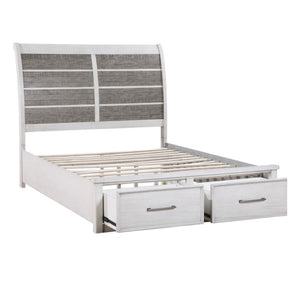 English Elm California King Bed Set with Nightstand Acacia Veneer Two Tone Rustic Storage B011S07035