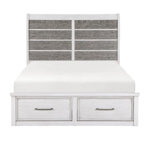 English Elm California King Bed Set with Nightstand Acacia Veneer Two Tone Rustic Storage B011S07035