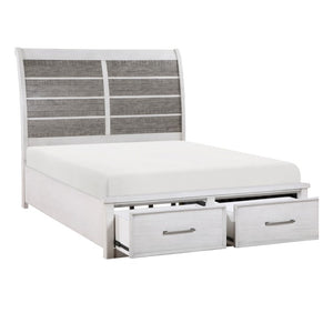 English Elm California King Bed Set with Nightstand Acacia Veneer Two Tone Rustic Storage B011S07035