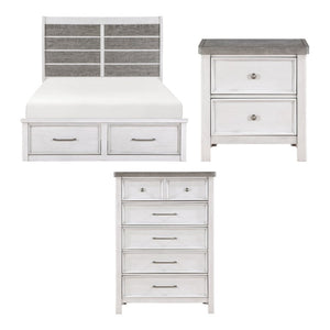 English Elm California King Bedroom Set Acacia Veneer Two-Tone Rustic Transitional Storage Bed B011S07037