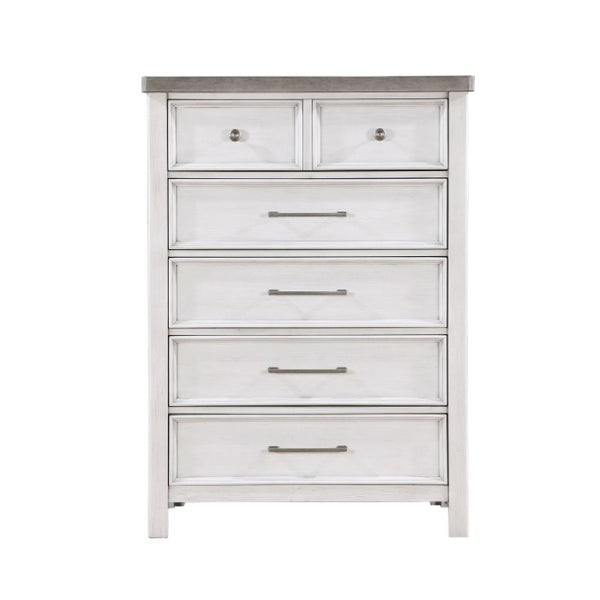 English Elm California King Bedroom Set Acacia Veneer Two-Tone Rustic Transitional Storage Bed B011S07037