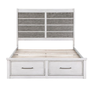 English Elm Queen Storage Bed and Nightstand Set Acacia Veneer Rustic Farmhouse Bedroom Duo B011S07038