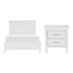 English Elm California King Farmhouse Bedroom Set Solid Wood White Finish with Matching Nightstand B011S07079