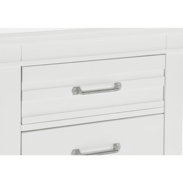 English Elm California King Farmhouse Bedroom Set Solid Wood White Finish with Matching Nightstand B011S07079